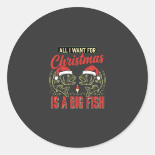 Christmas Fishing Big Fish Holiday Classic Round Sticker
