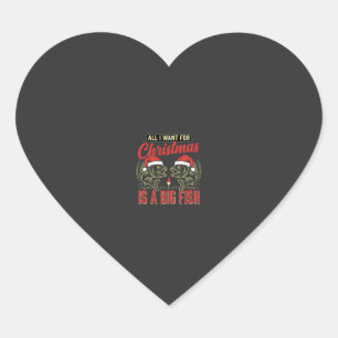 Christmas Fishing Big Fish Holiday Heart Sticker