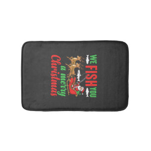 Christmas Fishing Merry Fish You Bath Mat