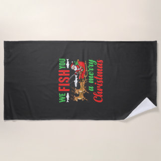 Christmas Fishing Merry Fish You Beach Towel