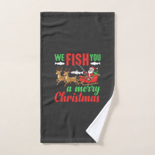Christmas Fishing Merry Fish You Hand Towel