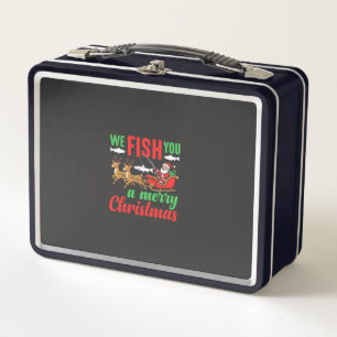 Christmas Fishing Merry Fish You Metal Lunch Box