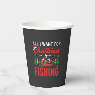 Christmas Fishing Santa Holiday Vector Paper Cups