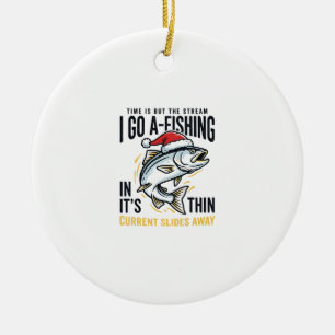 Christmas Fishing Stream Quote Design Ceramic Tree Decoration