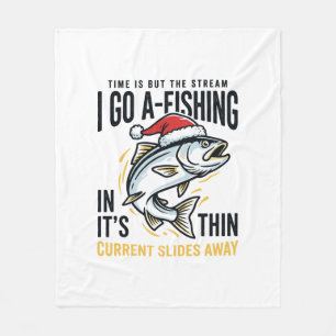 Christmas Fishing Stream Quote Design Fleece Blanket