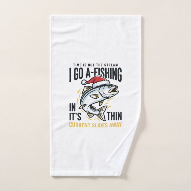 Christmas Fishing Stream Quote Design Hand Towel (Hand Towel)
