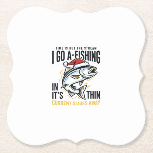 Christmas Fishing Stream Quote Design Paper Coaster