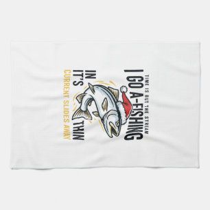 Christmas Fishing Stream Quote Design Tea Towel
