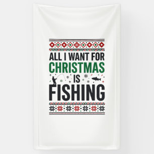 Christmas Fishing Ugly Sweater Design Banner