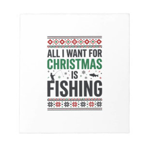 Christmas Fishing Ugly Sweater Design Notepad