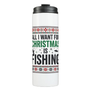 Christmas Fishing Ugly Sweater Design Thermal Tumbler