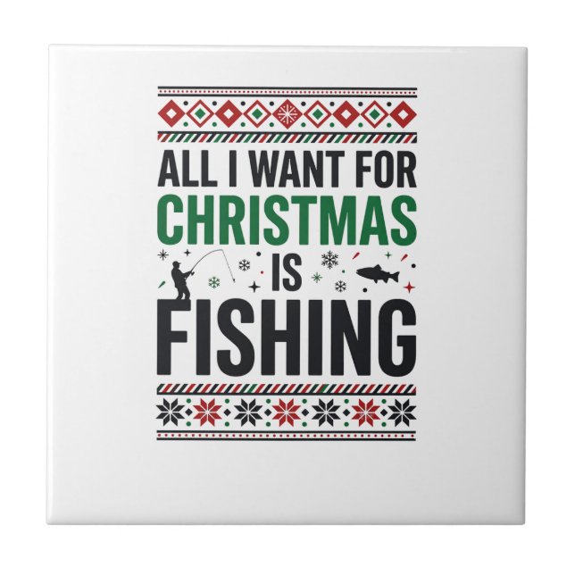 Christmas Fishing Ugly Sweater Design Tile (Front)