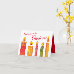 Christmas five lit candles paper art holiday card