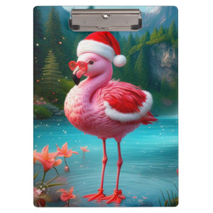 Christmas Flamingo As Santa Claus-47475 Clipboard