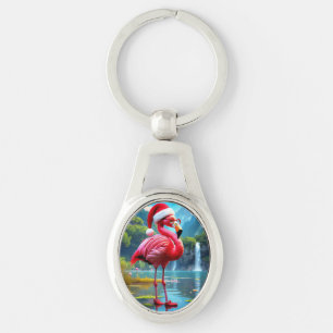 Christmas Flamingo As Santa Claus-47476 Key Ring