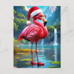 Christmas Flamingo As Santa Claus-47476 Postcard