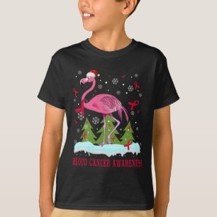 Christmas Flamingo Blood Cancer Awareness Gift T-Shirt