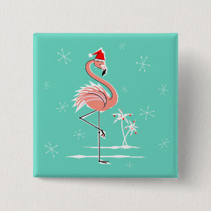 Christmas Flamingo button square