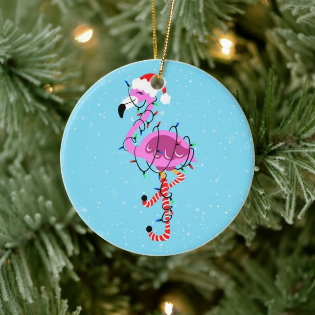 Christmas Flamingo Ceramic Tree Decoration (Tree)