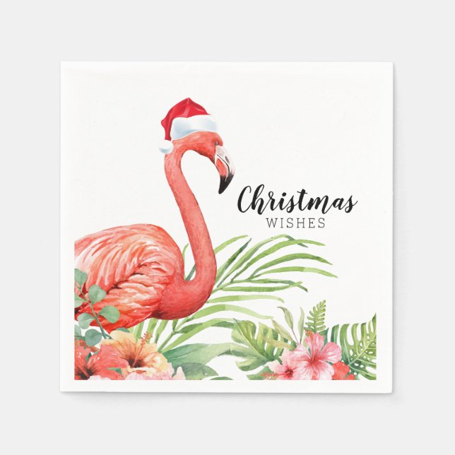 Christmas Flamingo | Christmas Wishes | Paper Napkin (Front)