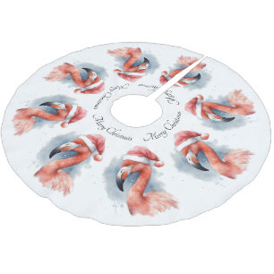 Christmas Flamingo customisable Brushed Polyester Tree Skirt