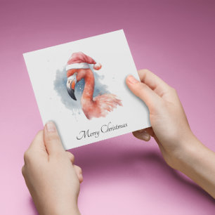 Christmas Flamingo, customisable Holiday Card
