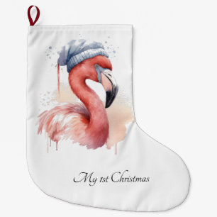 Christmas Flamingo, customisable Large Christmas Stocking