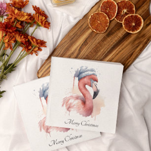 Christmas Flamingo, customisable Napkin