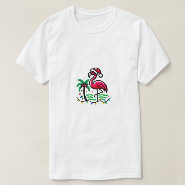 "Christmas Flamingo Fun" T-Shirt (Design Front)