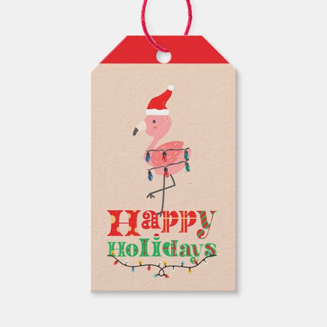 Christmas flamingo  gift tags (Front)