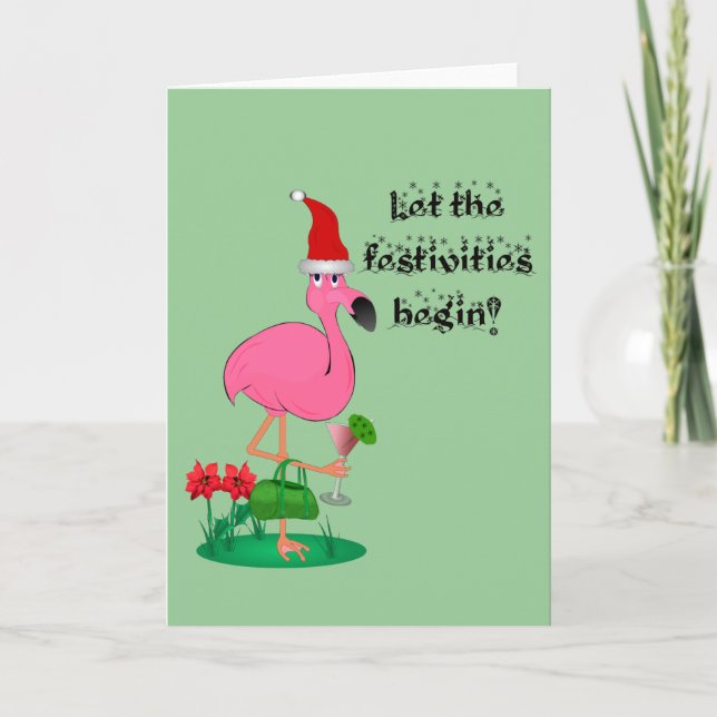 Christmas Flamingo Greeting Card (Front)