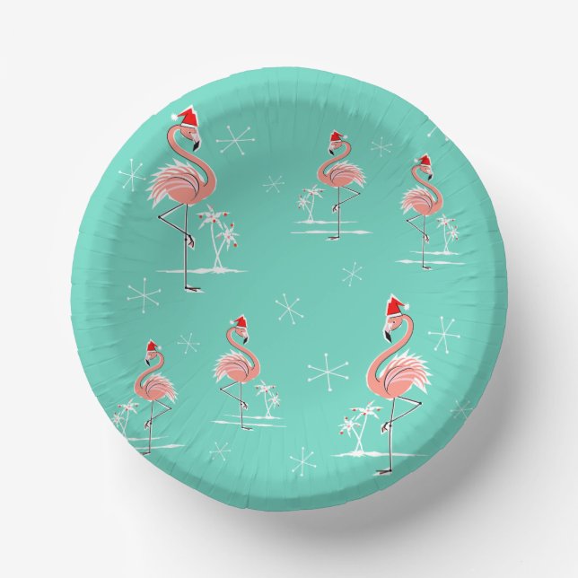 Christmas Flamingo Group  Paper Plate (Front)