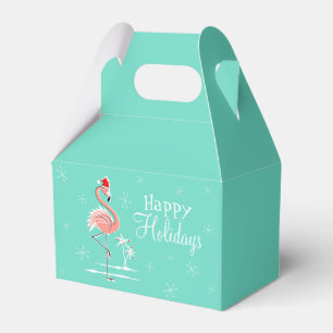 Christmas Flamingo Happy Holidays favour box gable
