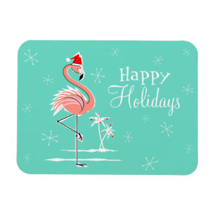 Christmas Flamingo Happy Holidays magnet flexible