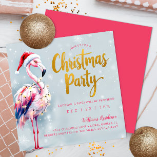 Christmas Flamingo Holiday Party Invitation