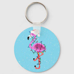 Christmas Flamingo Key Ring