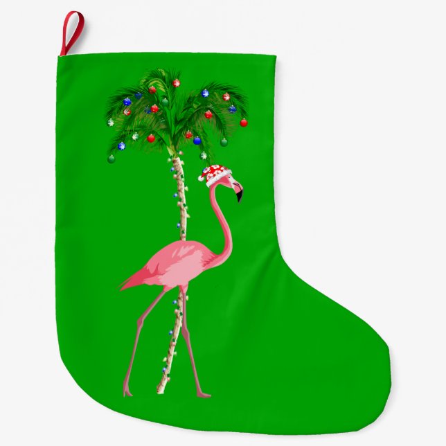 Christmas Flamingo Large Christmas Stocking (Front)