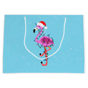 Christmas Flamingo Large Gift Bag
