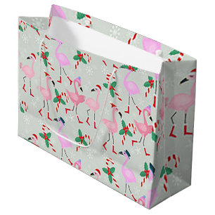 “Christmas Flamingo” Large Holiday Gift Bag