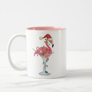Christmas Flamingo Lights Xmas Tropical Animal Two-Tone Coffee Mug