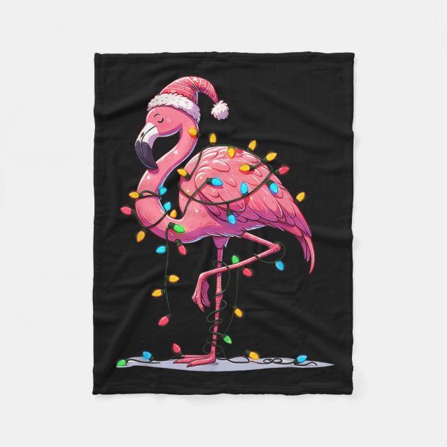 Christmas Flamingo Lover Santa Xmas Women Men Kids Fleece Blanket (Front)