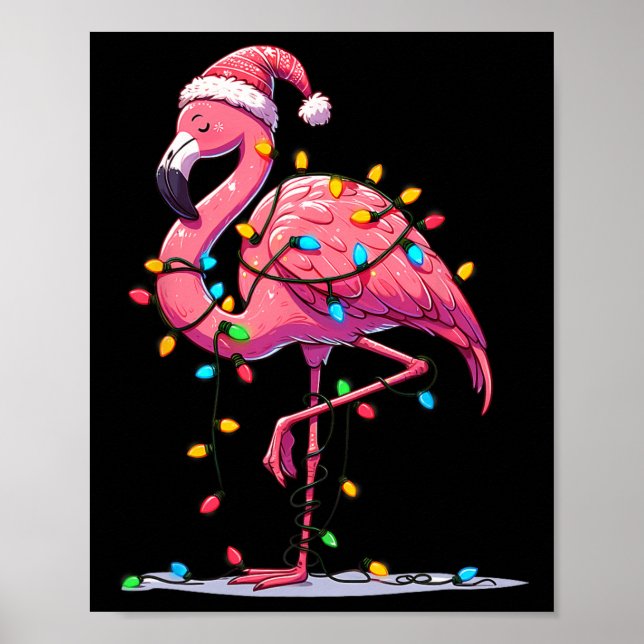 Christmas Flamingo Lover Santa Xmas Women Men Kids Poster (Front)