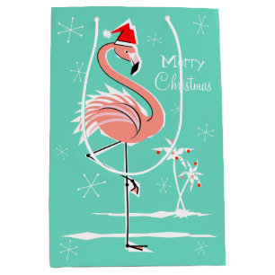 Christmas Flamingo Merry Christmas gift bag medium