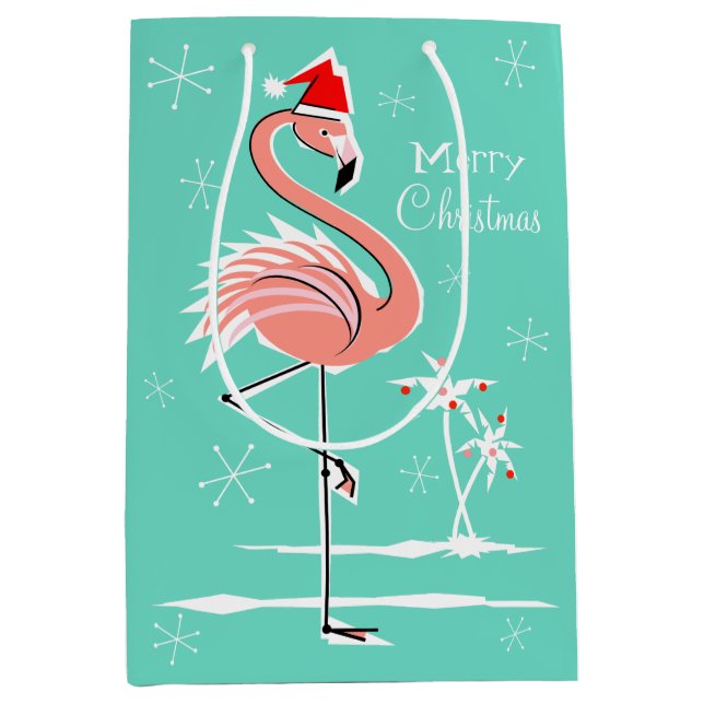 Christmas Flamingo Merry Christmas gift bag medium (Front)