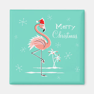 Christmas Flamingo Merry Christmas magnet square