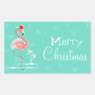 Christmas Flamingo Merry Christmas rectangle Rectangular Sticker