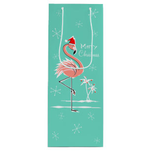Christmas Flamingo Merry Christmas wine gift bag