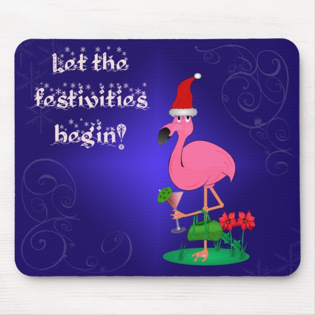 christmas Flamingo Mouse Pad (Front)