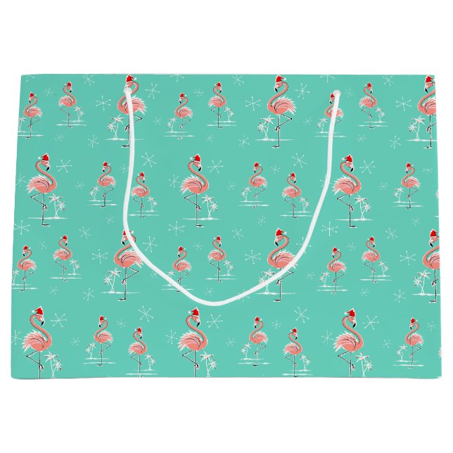 Christmas Flamingo Multi large gift bag (Front)