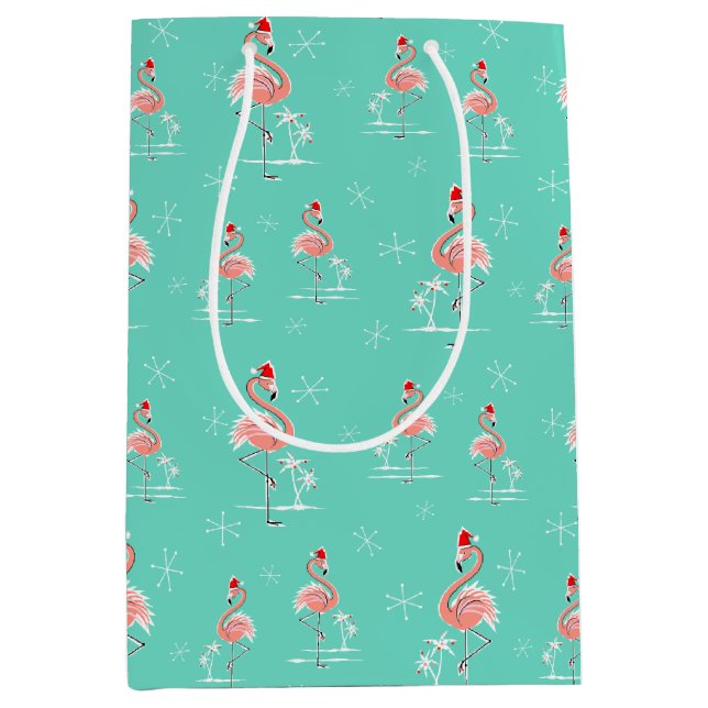 Christmas Flamingo Multi medium gift bag (Front)